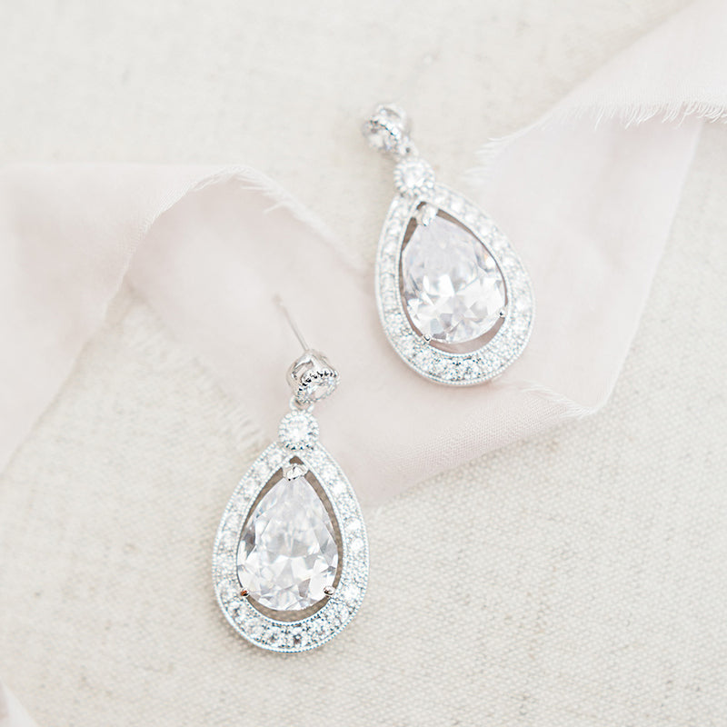 Misty teardrop CZ earrings - Liberty in Love