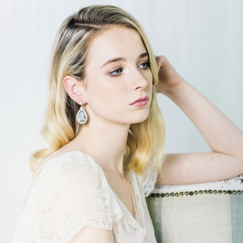 Misty teardrop CZ earrings - Liberty in Love