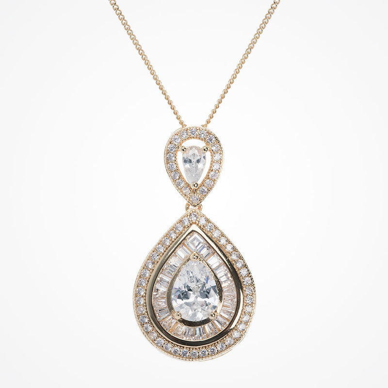 Montgomery gold crystal teardrop pendant necklace - Liberty in Love