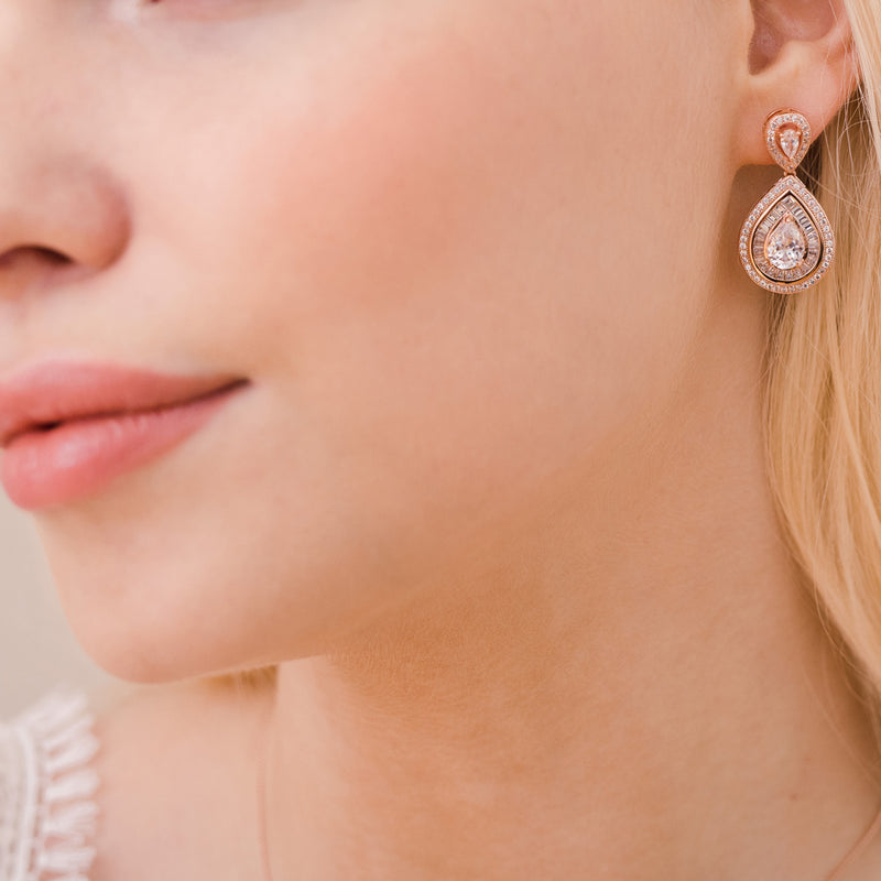 Montgomery rose gold necklace and earrings bridal jewellery set - Liberty in Love