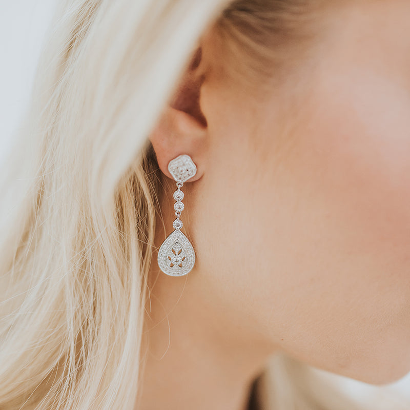 Moonstruck pave crystal teardrop earrings - Liberty in Love