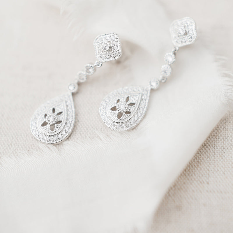 Moonstruck pave crystal teardrop earrings - Liberty in Love