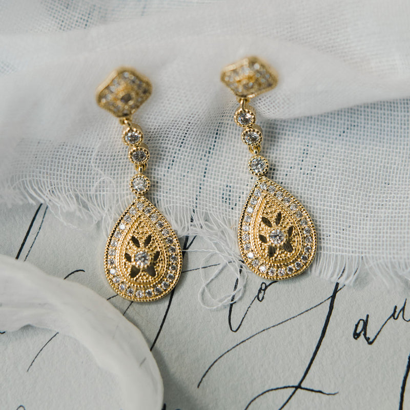 Moonstruck gold necklace and earrings bridal jewellery set - Liberty in Love