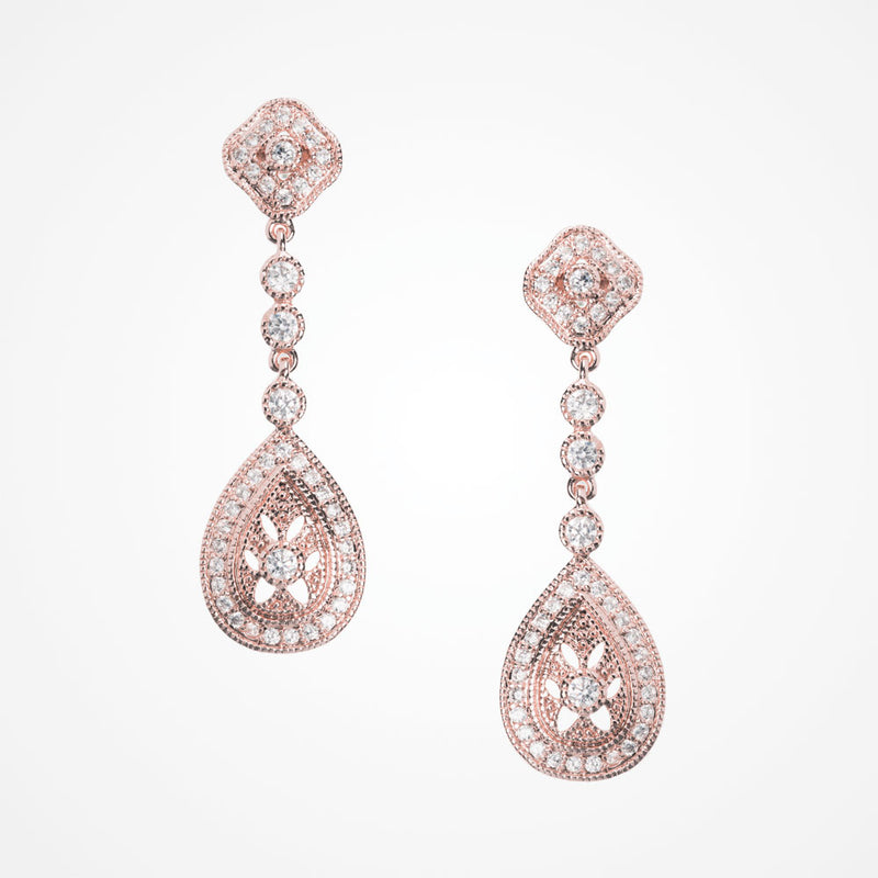 Moonstruck rose gold pave crystal teardrop earrings - Liberty in Love