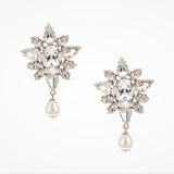 Crystal and pearl flower drop bridal earrings - Liberty in Love