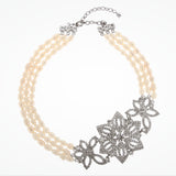 Lotus flower and pearl bridal necklace - Liberty in Love
