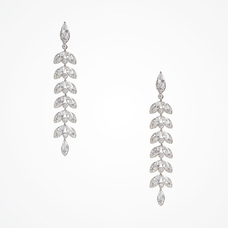 Natalia crystal leaves long drop earrings - Liberty in Love