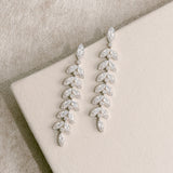 Natalia crystal leaves long drop earrings - Liberty in Love