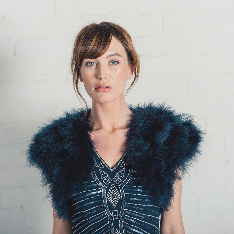 Navy feather bridal bolero - Liberty in Love