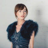 Navy feather bridal bolero plus (size 16-24) - Liberty in Love