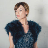 Navy feather bridal bolero plus (size 16-24) - Liberty in Love