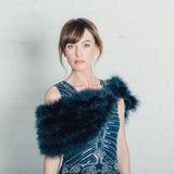Navy feather bridal stole - Liberty in Love