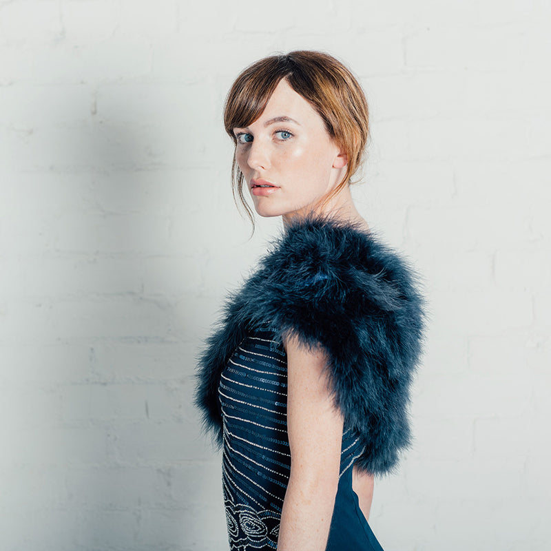 Navy feather bridal stole - Liberty in Love