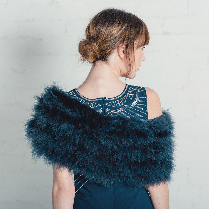 Navy feather bridal stole - Liberty in Love