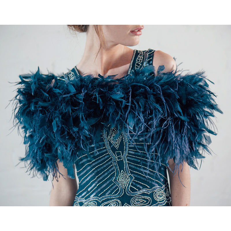 Black ostrich feather bridal stole - Liberty in Love