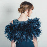 Navy ostrich feather bridal stole - Liberty in Love