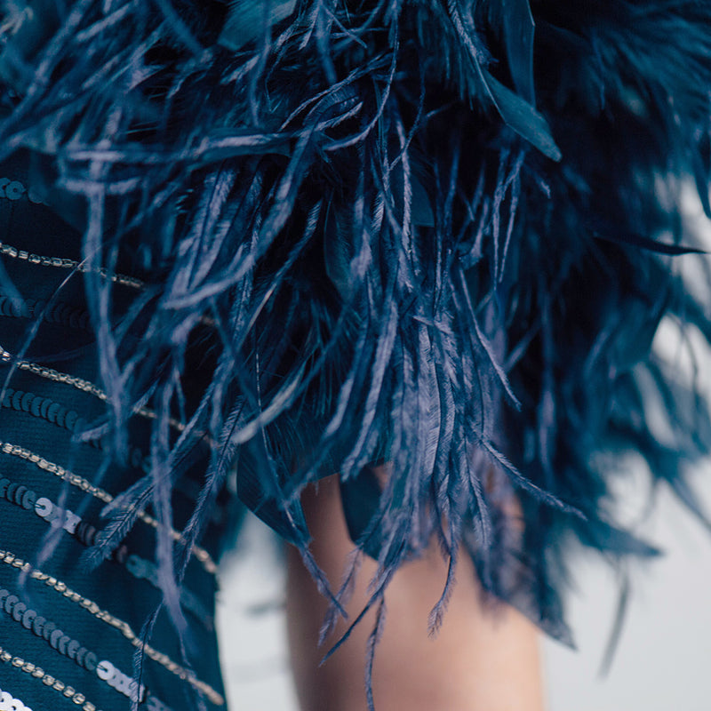 Navy ostrich feather bridal stole - Liberty in Love