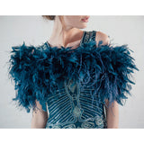 Navy ostrich feather bridal stole - Liberty in Love