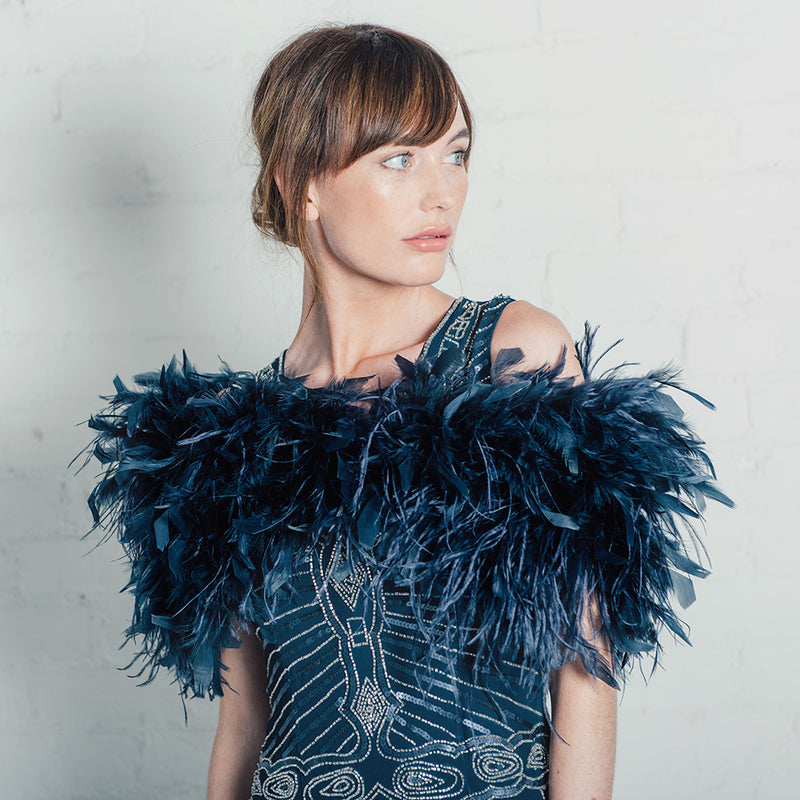 Black ostrich feather bridal stole - Liberty in Love