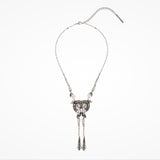 Symmetric pendant drop with crystal fan geometric scroll motif (NE9156) - Liberty in Love