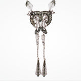 Symmetric pendant drop with crystal fan geometric scroll motif (NE9156) - Liberty in Love