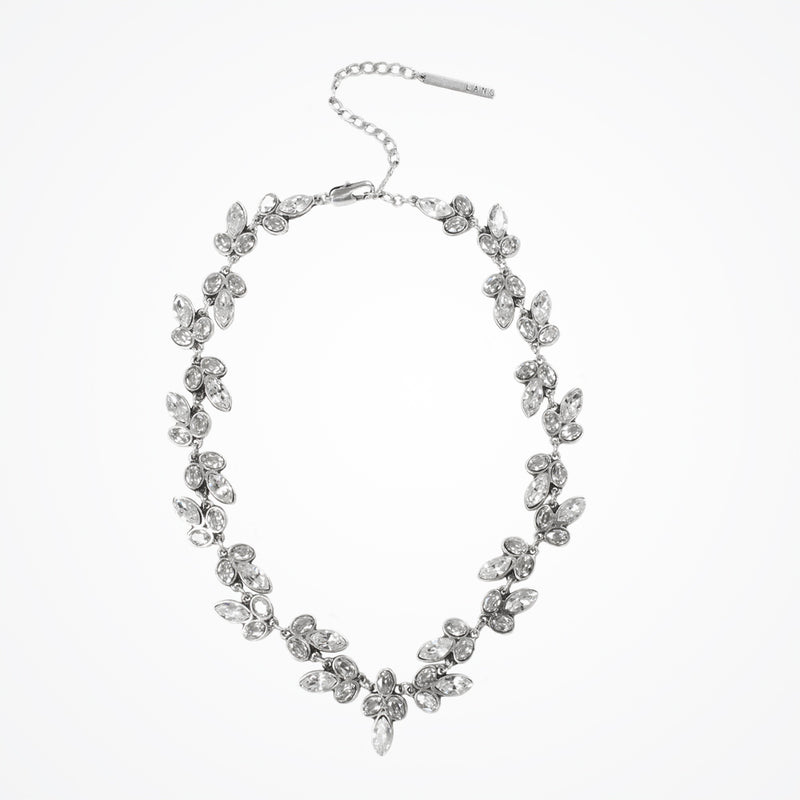 Swarovski crystal leaf embellished bridal necklace (NE9624) - Liberty in Love