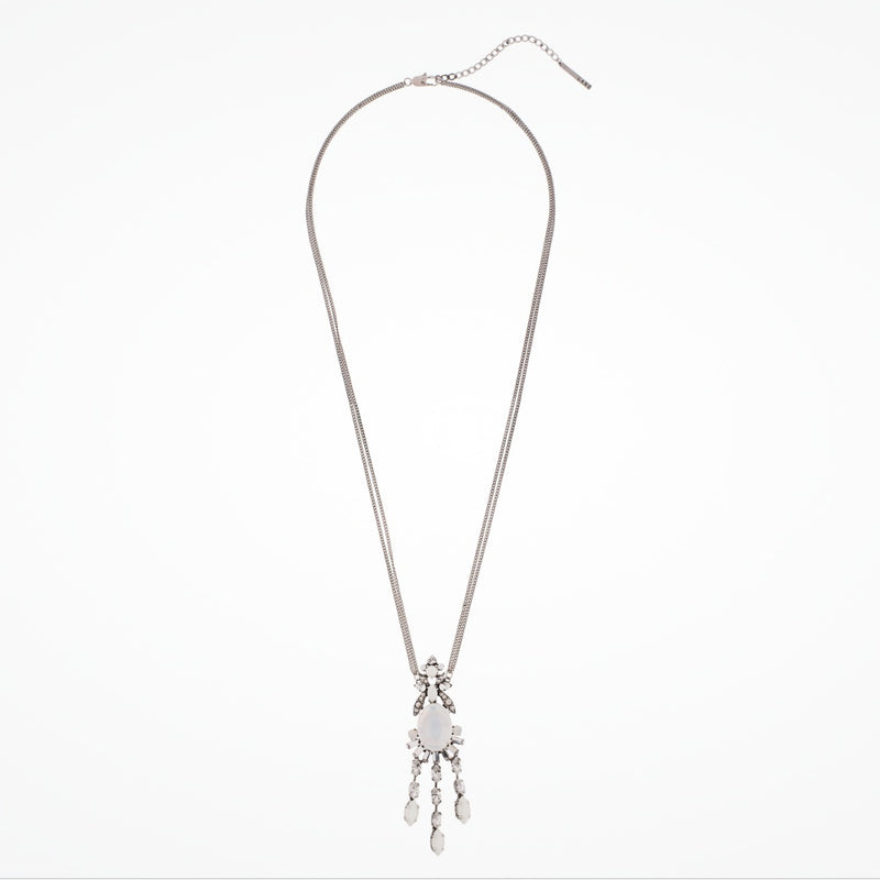 Long drop necklace with resin opal cabochon pendant (NE9834) - Liberty in Love
