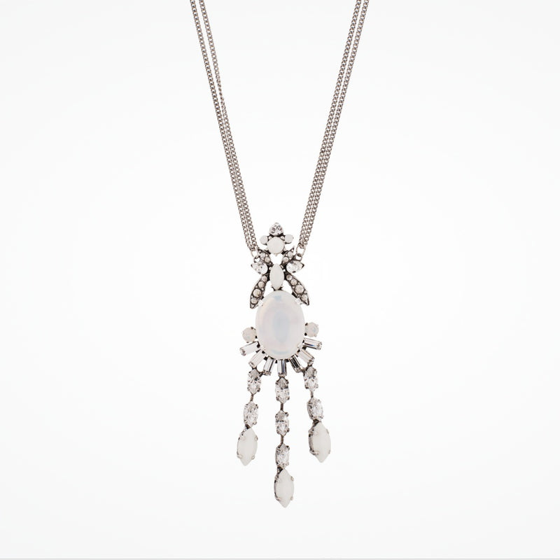 Long drop necklace with resin opal cabochon pendant (NE9834) - Liberty in Love