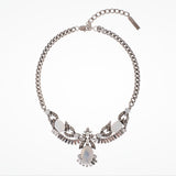 Large silver chain drop necklace with bird in flight detail (NE9844) - Liberty in Love