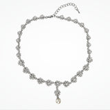 Lila crystal flower and pearl necklace - Liberty in Love