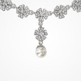 Lila crystal flower and pearl necklace - Liberty in Love