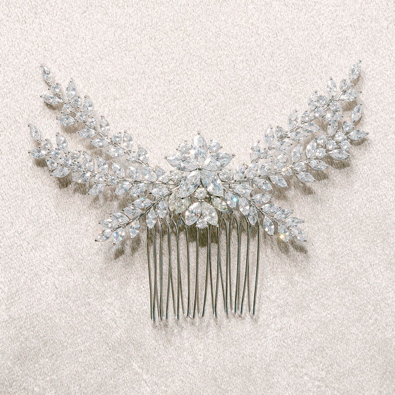 Nia crystal flower and sprigs hair comb - Liberty in Love