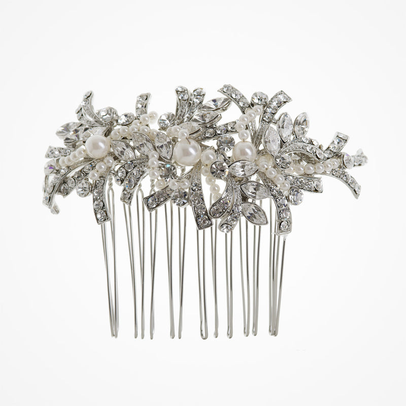 Nicolette crystal and pearl hair comb - Liberty in Love