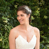 Nieva enamelled leaves with pearl and crystal sprigs hair clip - Liberty in Love