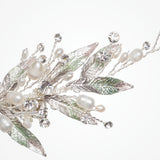 Nieva enamelled leaves with pearl and crystal sprigs hair clip - Liberty in Love