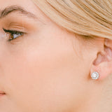 Nikka round crystal bridal stud earrings (silver) - Liberty in Love