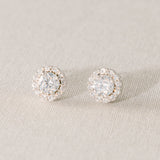 Nikka round crystal bridal stud earrings (silver) - Liberty in Love