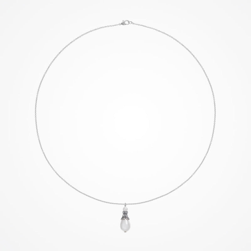 Georgette crystal embellished filigree pearl drop necklace - Liberty in Love