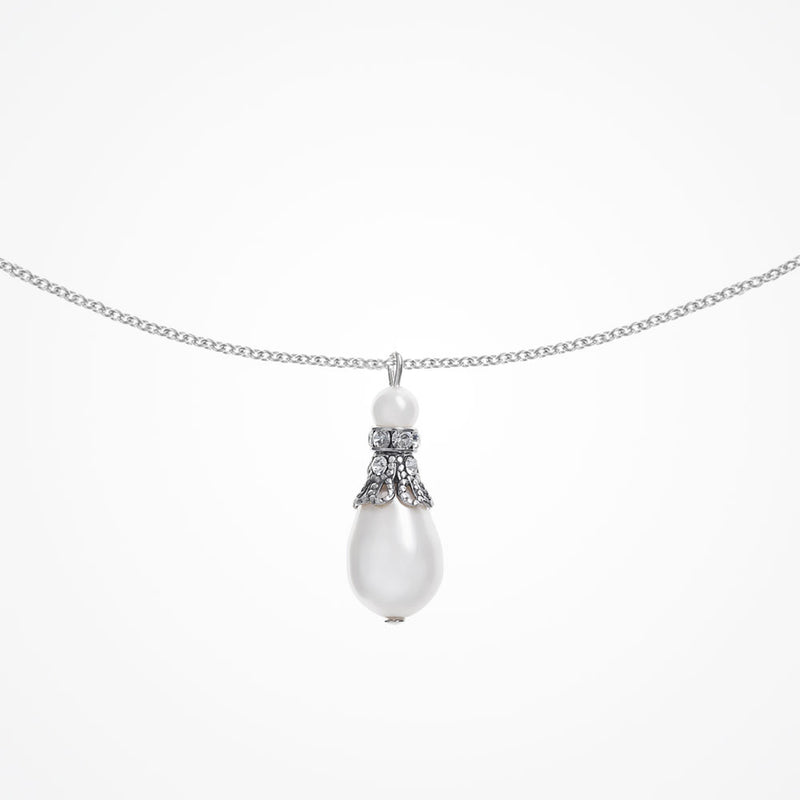 Georgette crystal embellished filigree pearl drop necklace - Liberty in Love