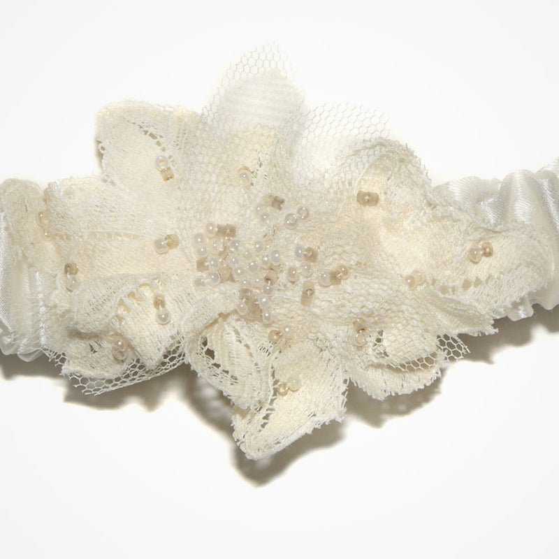 Nuala silk lace flower garter - Liberty in Love