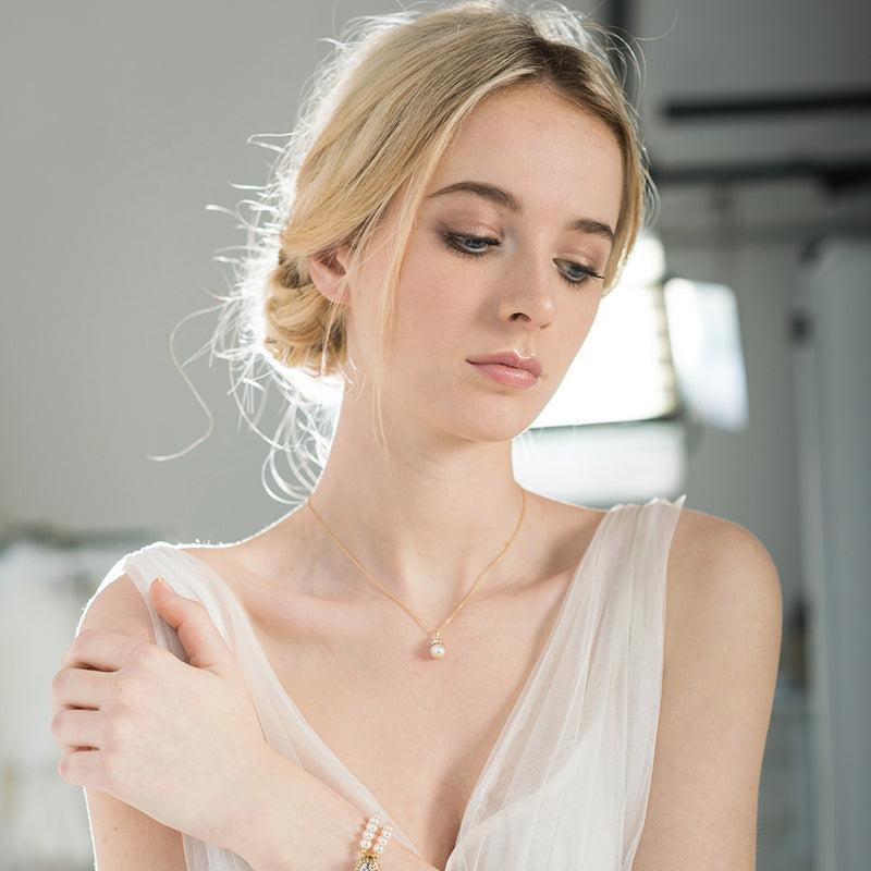 Octavia crystal rondelle and pearl pendant necklace - Liberty in Love