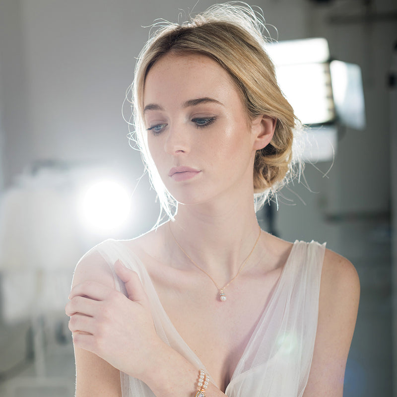 Octavia crystal rondelle and pearl pendant necklace - Liberty in Love