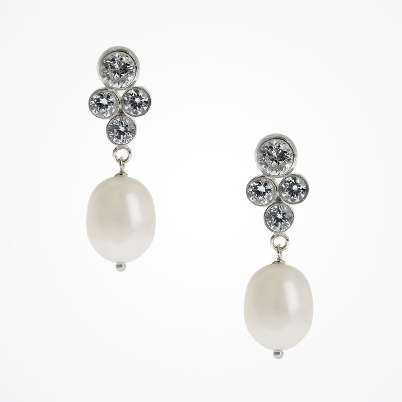 Octavia CZ and pearl drop earrings - Liberty in Love