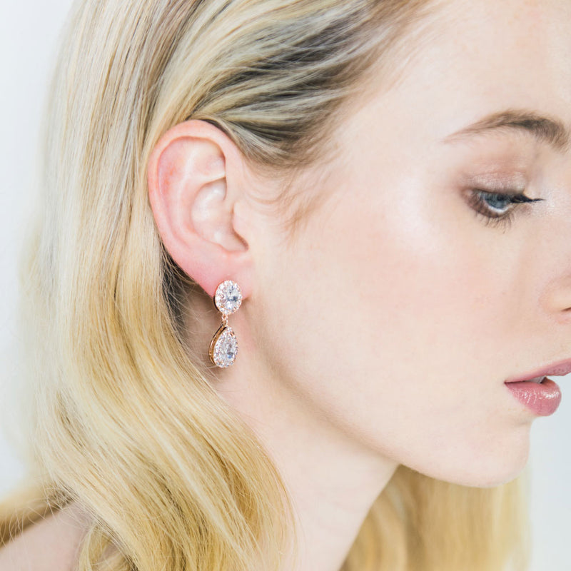Odelia CZ teardrop earrings (rose gold) - Liberty in Love