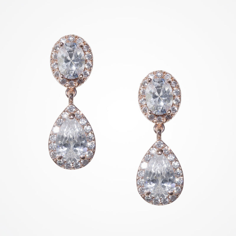 CZ teardrop earrings rose gold Odelia Liberty in Love