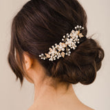 Oia enamelled crystal blossoms gold hair comb - Liberty in Love
