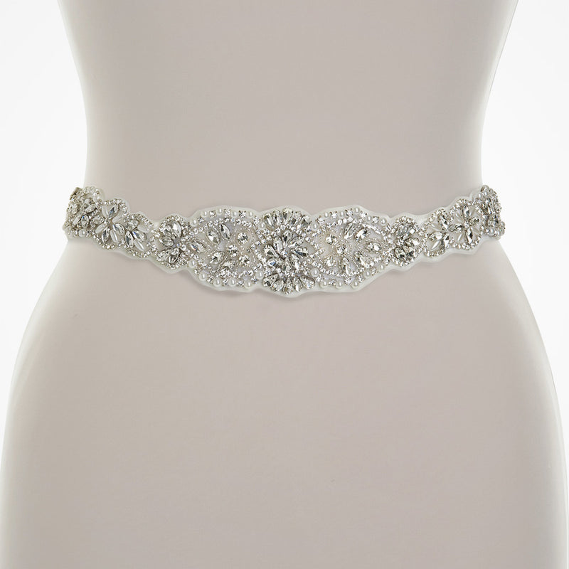 Olive crystal and pearl beaded belt - Liberty in Love