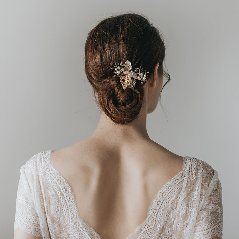Orchid antique gold floral hair clip - Liberty in Love