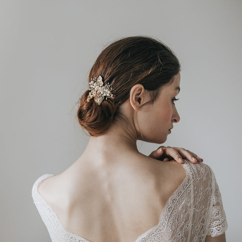 Orchid antique gold floral hair clip - Liberty in Love