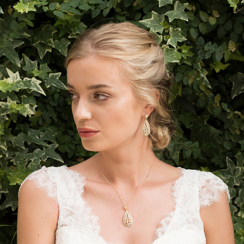 Pasadena gold crystal teardrop earrings - Liberty in Love